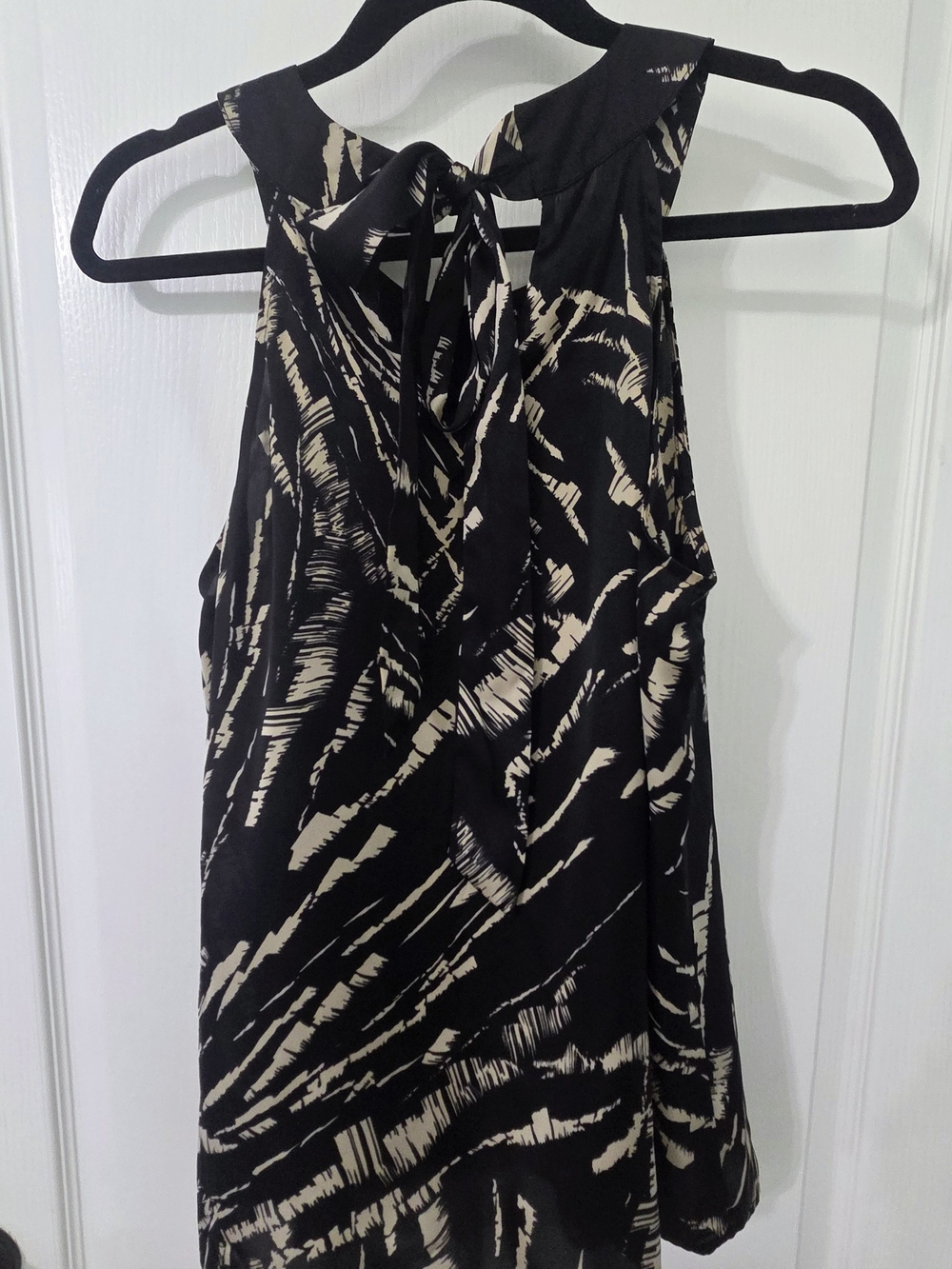 a.n.a Black and Cream Backless Halter Tie-Back Dress